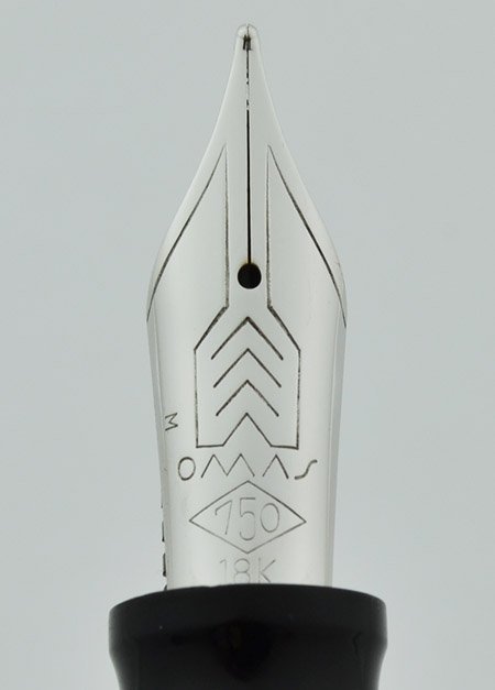 Omas Paragon (Old Style) Fountain Pen - Black w Rhodium Trim, 18k 